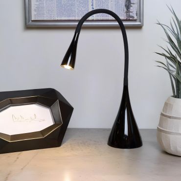 Lucide Zozy - bureaulamp - 12 x 9 x 30,5 cm - 3W dimbare LED incl. - zwart
