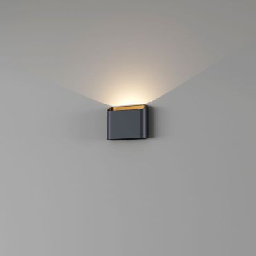 Artdelight Diaz 1L - wandverlichting - 14,5 x 12 x 3,8 cm - 6W LED incl. - IP54 - zwart met goud