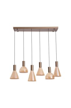 Searchlight Cannes - hanglamp - 96 x 32 x 150 cm - 41W dimbare LED incl. - koffiebruin en amber