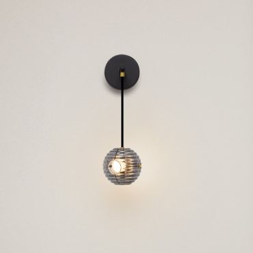 Nova Luce Las - wandlamp - Ø 15 x 52 cm - 13W LED incl. - zandzwart, goud en rokerig grijs