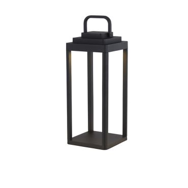 Searchlight Portobello - tafellamp -  oplaadbaar via USB - 15 x 15 x 35 cm - 2W dimbare LED incl. - IP54 - zwart