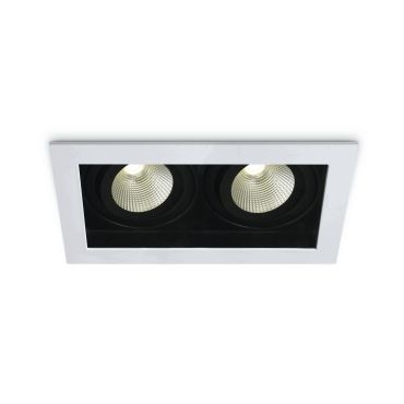 ONE Light COB Shop &amp; Hotel - inbouwspot - 195 x 100 mm, 175 x 90 mm inbouwmaat - 2 x 12W dimbare LED incl. - wit - warm witte lichtkleur