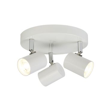 Searchlight Rollo - opbouwspot 3L - Ø 26 x 12 cm - 3 x 4W dimbare LED incl. - wit