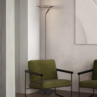 Nova Luce Tilia - vloerlamp - Ø 33 x 168 cm - 26W dimbare LED incl. - mistig nikkel