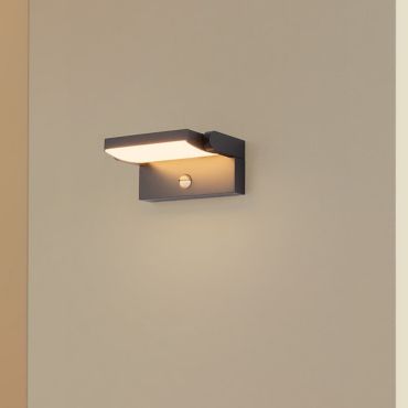 Nova Luce Gerber - buiten wandlamp met sensor - 21 x 16,5 x 10 cm - 20W LED incl. - IP54 - zwart