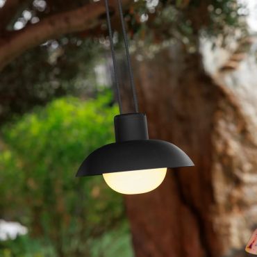 New Garden Syros - oplaadbare hanglamp op batterij met afstandsbediening - Ø 20 x 9,5 cm - 9W dimbare LED incl. - IP54 - antraciet