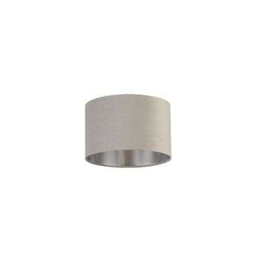 Searchlight Drum Shade - lampenkap - Ø 28 x 18 cm - lichtgrijs en geborsteld zilver