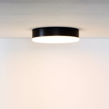 Lucide Ceres-LED - plafondlamp badkamer - Ø 21,5 x 5 cm - 30W dimbare LED incl. - IP44 - zwart