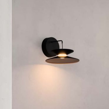 Nova Luce Morfi - wandlamp - Ø 20 x 15,5 cm - 5W dimbare LED incl. - zandzwart en goud