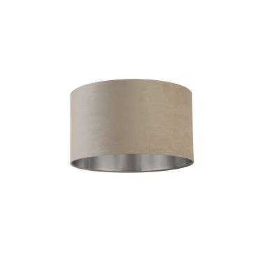 Searchlight Drum Shade - lampenkap - Ø 45 x 26 cm - taupe en geborsteld zilver