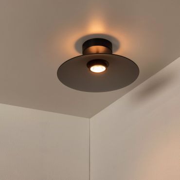 Lucide Menga - plafondlamp - Ø 40 x 16 cm - 12W dimbare LED incl. - gerookt