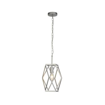 Searchlight Chassis - hanglamp - 25 x 25 x 95 cm - satijn zilver