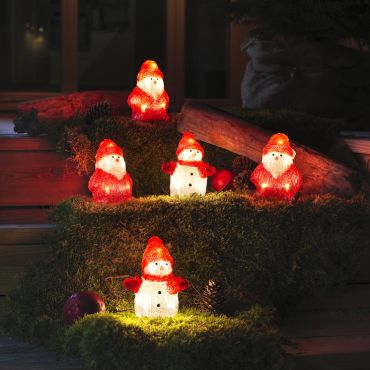 Konstsmide kerstverlichting - 5 decoratieve sneeuw- en kerstmannen - 7 x 13 x 400 cm - IP44 - rood en wit