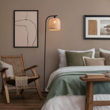 Nova Luce Intra - vloerlamp - Ø 23 x 160 cm - natuurlijk bamboe en zwart