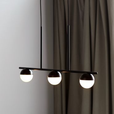 Nordlux Contina - hanglamp - 90 x 10 x 241,3 cm - zwart en opaal wit