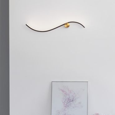 Nova Luce Kima - wandlamp - 65 x 13 x 6 cm - 14W LED incl. - goud en zandzwart
