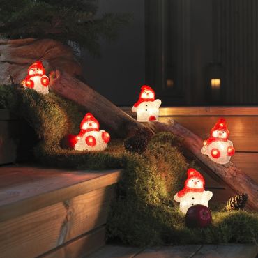 Konstsmide kerstverlichting - 5 decoratieve sneeuwmannen - 8,5 x 12,5 x 400 cm - IP44 - rood en wit