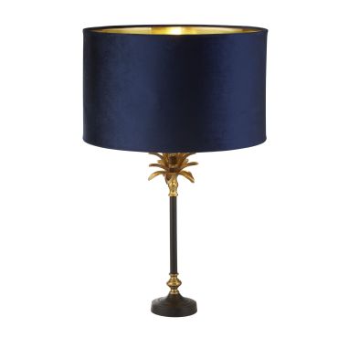 Searchlight Palm - tafellamp - Ø 40 x 65 cm - antiek messing, zwart, goud en marine