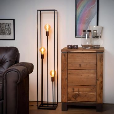 Lucide Arthur - staanlamp - 25 x 25 x 140 cm - zwart &amp; koper
