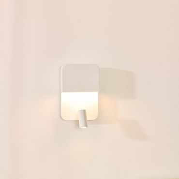 Lucide Boxer - wandlamp met USB-poort en schakelaar - 13,5 x 10 x 24 cm - 5W + 3W LED incl. - wit