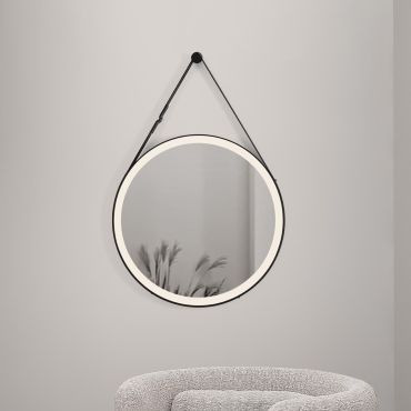 Nova Luce Rems - spiegel met verlichting - Ø 64 x 85 x 4 cm - 29W LED incl. - IP44 - zandzwart
