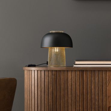 Nova Luce Sqube - tafellamp - Ø 25 x 28 cm - zandzwart en goud