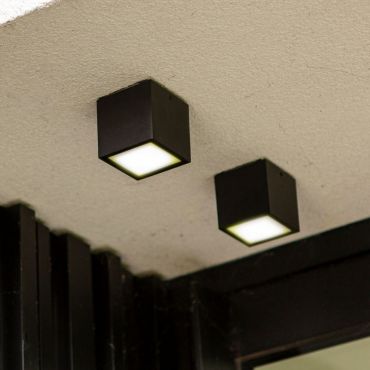 Lutec Gemini - buiten plafondlamp LED - 8,5 x 8,5 x 8,5 cm - 6,9W LED incl. - IP65 - donker grijs