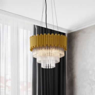 Nova Luce Magnolia - hanglamp - Ø 40 x 120 cm - goud