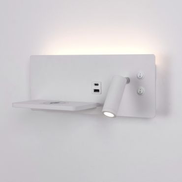 Artdelight WL Charge - Leeslamp met schakelaar, draadloos oplaadstation en USB - 8 x 30 x 12 cm - 3W+3W LED incl. - wit