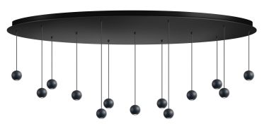 ETH Grace - hanglamp - Ø 4,8 x 200 cm - 52W dimbare LED incl. - zwart