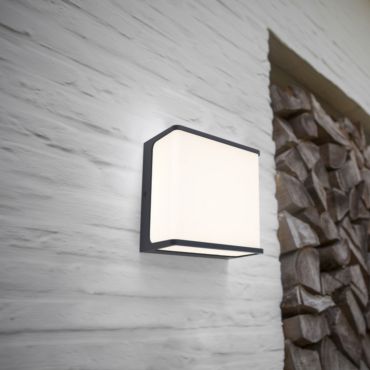 Lutec Doblo - buiten wandverlichting - 15 x 15 x 8 cm - 19,1W LED incl. - IP54 - donkergrijs