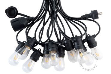 TWEEDEKANS - Zangra lichtslinger - 10 meter - 10 x 1W LED incl. - IP44 - warmwitte lichtkleur - zwart