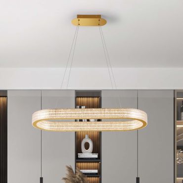 Nova Luce Kinara - hanglamp -  90 x 130 x 37 cm - 70W dimbare LED incl. - goud