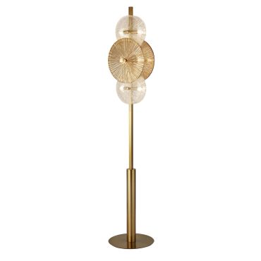 Searchlight Wagon - vloerlamp - Ø 30 x 151 cm - goud en amber