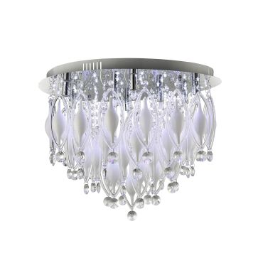 Searchlight Spindle - plafondverlichting met afstandsbediening - Ø 55 x 43 cm - 3W LED incl. - chroom en transparant
