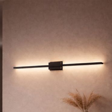Nova Luce Azure - wandlamp - 6,9 x 11,8 x 120,5 cm - 28,5W LED incl. - zandzwart