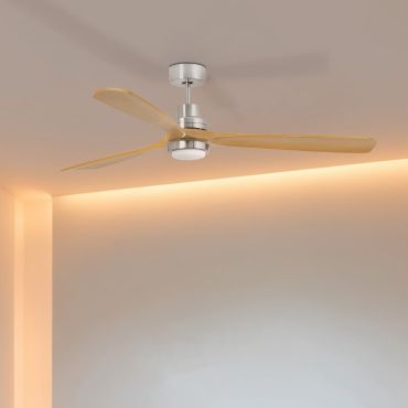 Faro Lantau L - plafondventilator met licht - Ø 132 cm - mat nikkel en den