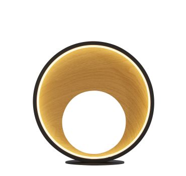 Searchlight Curio - tafellamp - 30 x 31 cm - 3 stappen dimbaar - 11W LED incl. - zwart en houteffect