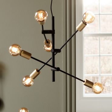 Nordlux Josefine - hanglamp - Ø 55 x 79 cm - mat zwart en messing