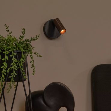 Lucide Toni - oplaadbare wandlamp - Ø 8,1 x 12,4 cm - 2W dimbare LED incl. - koffie