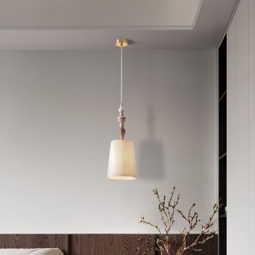 Nova Luce Damo - hanglamp - Ø 22 x 160 cm - antiek messing, zacht oranje en bruin