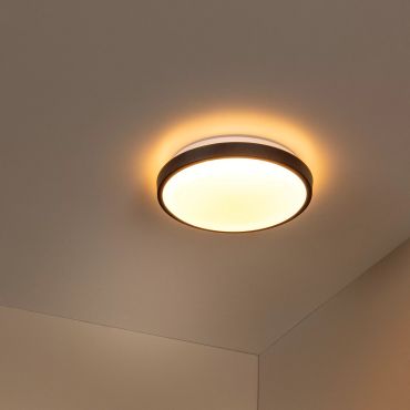 Lucide Dasher - plafondlamp - Ø 29,3 x 8,5 cm - 12W LED incl. - IP44 - zwart