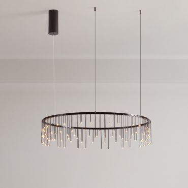 Nova Luce Stellar - hanglamp - Ø 80 x 150 cm - 31W dimbare LED incl. - zwart chroom