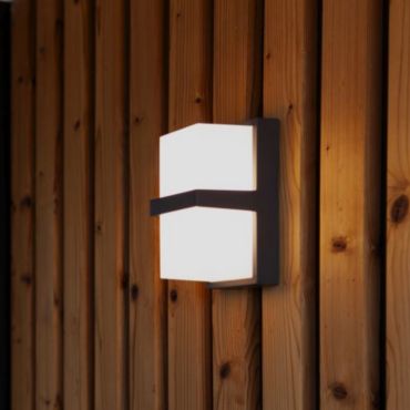 Lutec Stela - buiten wandlamp - 9,5 x 19 x 11,2 cm - 14W LED incl. - IP54 - donker grijs