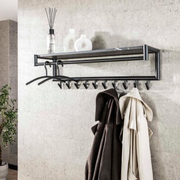 Vico Tenaro - kapstok met wandschap - 100 x 27 x 30 cm - grafiet