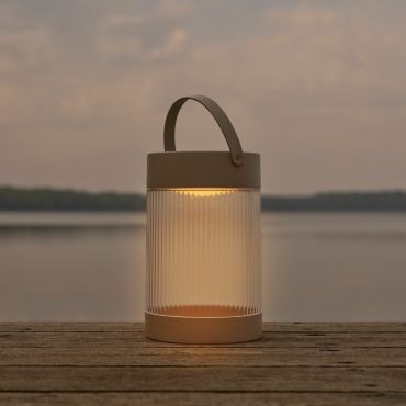 Nordlux Coupar Solar - draagbare tafellamp op zonne-energie met USB-poort - Ø 14 x 22 cm - 3 stappen dimbare - 3,2W LED incl. - IP44 - zand
