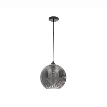 Nova Luce Jerardo - hanglamp - Ø 30 x 140 cm - gerookt glas met bubbels