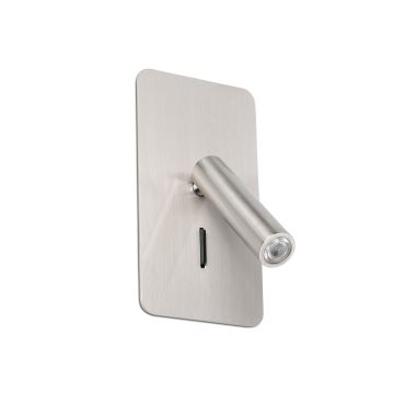 Faro Suau - inbouw wandverlichting met schakelaar - 9,5 x 17 cm - 3W LED incl. - satijn nikkel