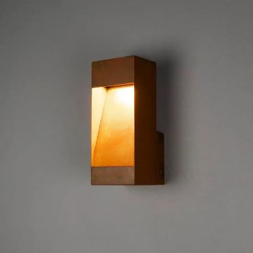 Konstsmide Rho - buiten wandlamp - 12 x 12 x 28 cm - 10W dimbare LED incl. - IP54 -  roestbruin