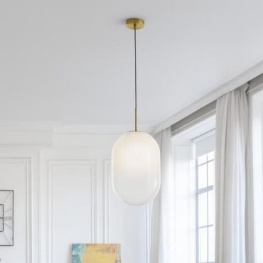 Nova Luce Chrysi - hanglamp - Ø 24 x 120 cm - messing goud en wit